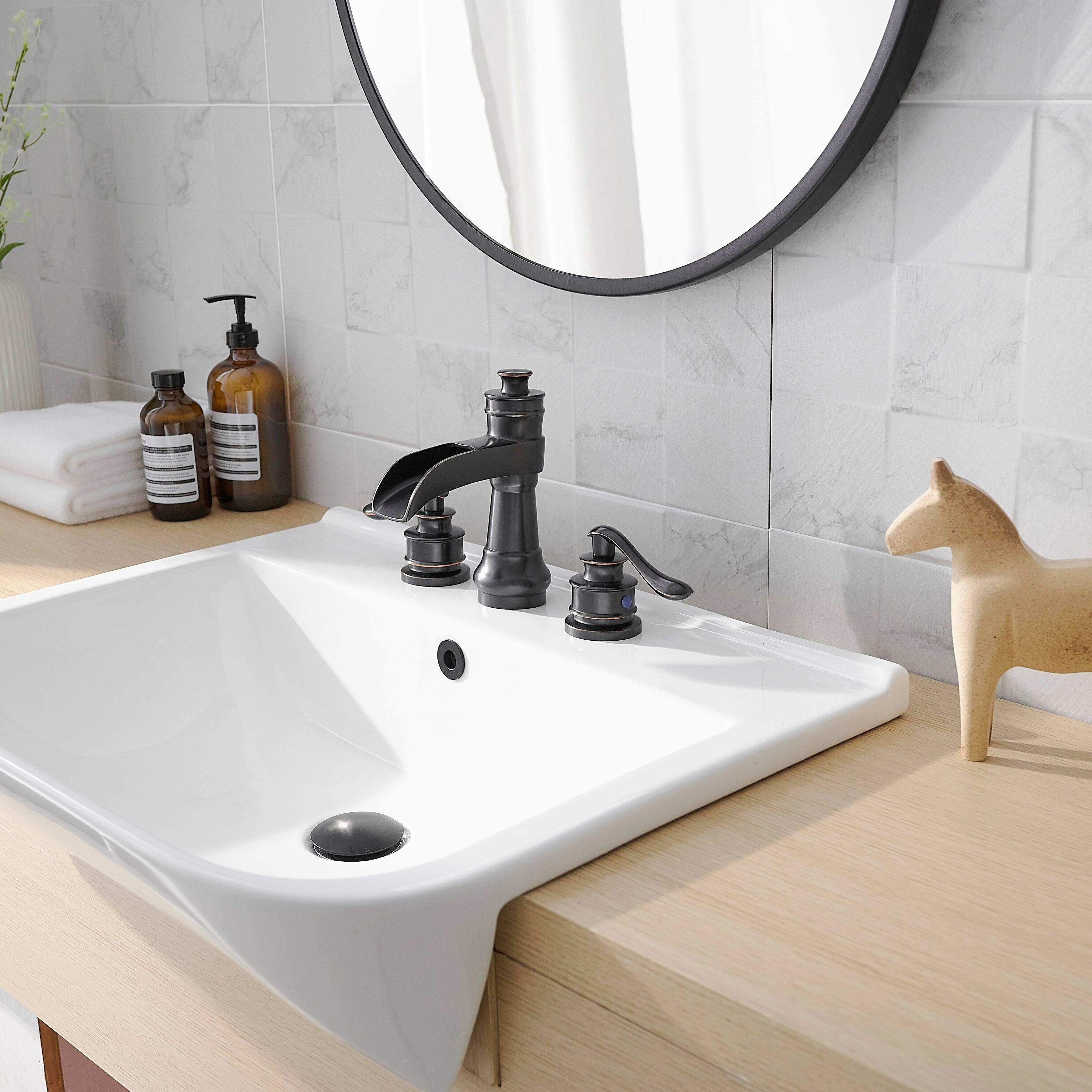 Alt View 4. Boyel Living - Waterfall 8-Inch Widespread 2-Handle Bathroom Faucet with Drain Kit in Oil Rubbed Bronze - Oil Rubbed Bronze.