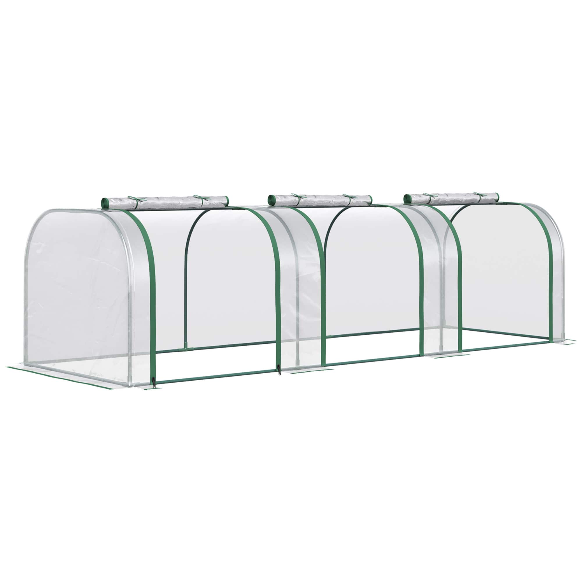Outsunny - 10' x 3' x 2.5' Mini Greenhouse, Portable Tunnel Green House with Roll-Up Zippered Doors, UV Waterproof Cover - Clear