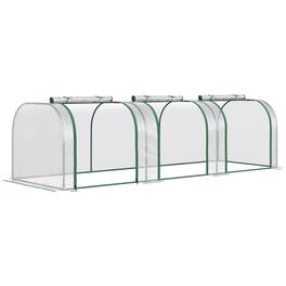 Outsunny - 10' x 3' x 2.5' Mini Greenhouse, Portable Tunnel Green House with Roll-Up Zippered Doors, UV Waterproof Cover - Clear