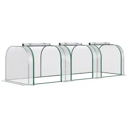 Front. Outsunny - 10' x 3' x 2.5' Mini Greenhouse, Portable Tunnel Green House with Roll-Up Zippered Doors, UV Waterproof Cover - Clear.
