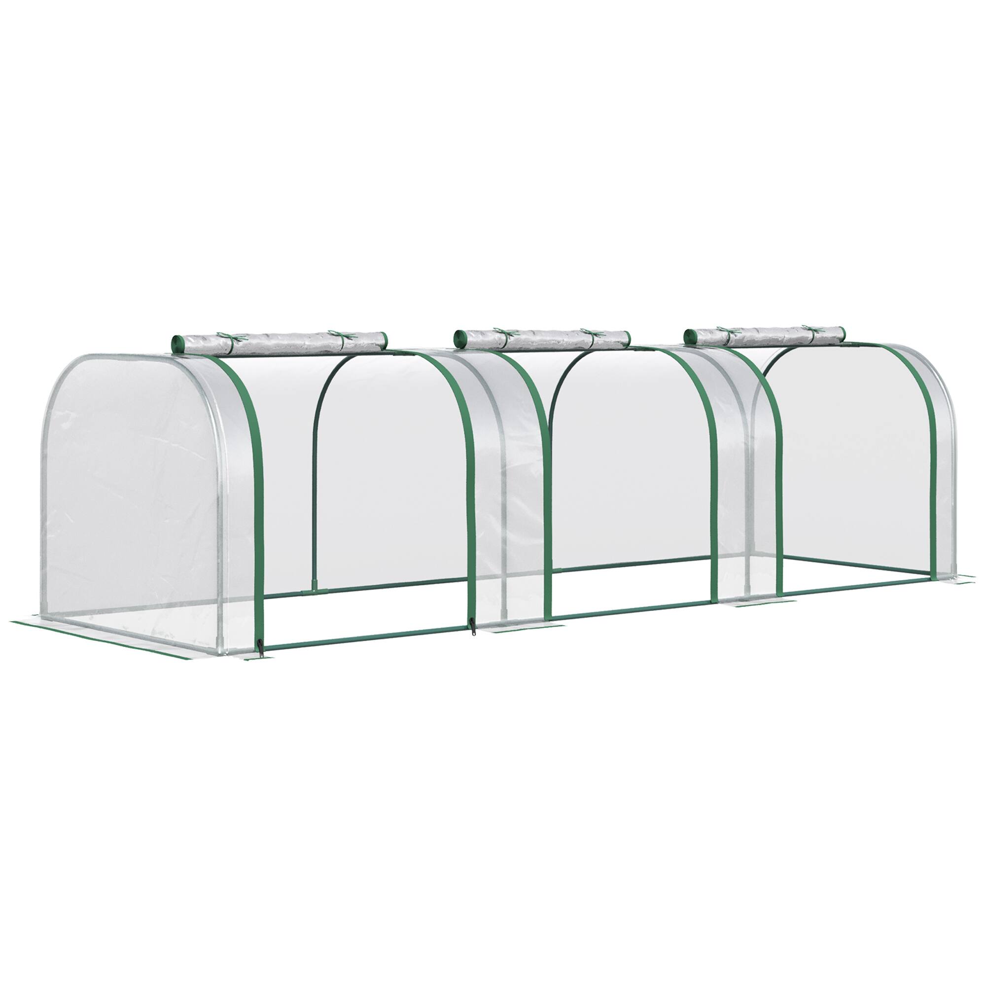 Front. Outsunny - 10' x 3' x 2.5' Mini Greenhouse, Portable Tunnel Green House with Roll-Up Zippered Doors, UV Waterproof Cover - Clear.