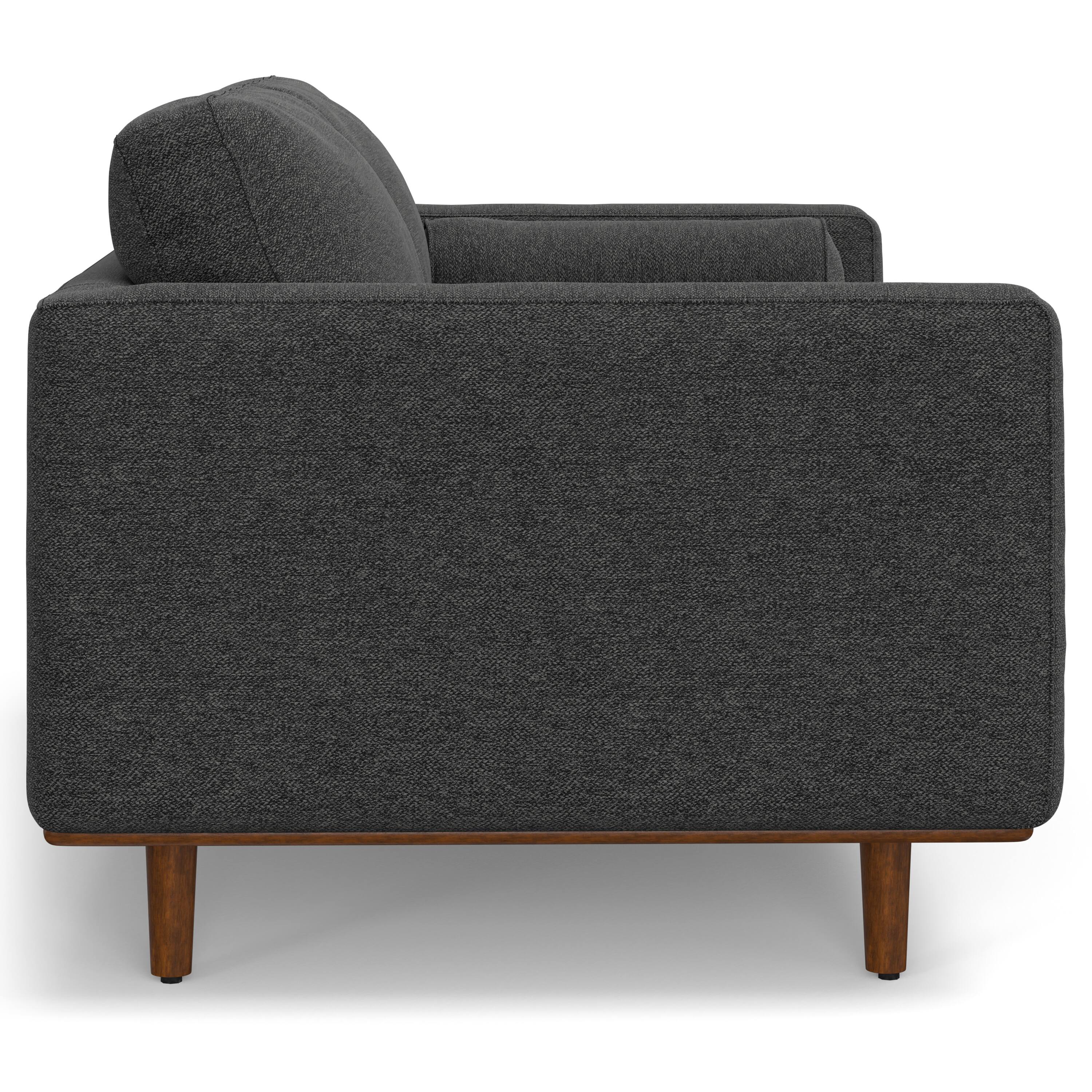 Alt View 1. Simpli Home - Morrison Mid-Century Modern 72 inch Wide Sofa with Ottoman Set in Charcoal Grey Tightly Woven Performance Fabric - Charcoal Grey.