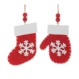 BreeBe - Mitten & Stocking Ornaments – Set of 12 - Red, White
