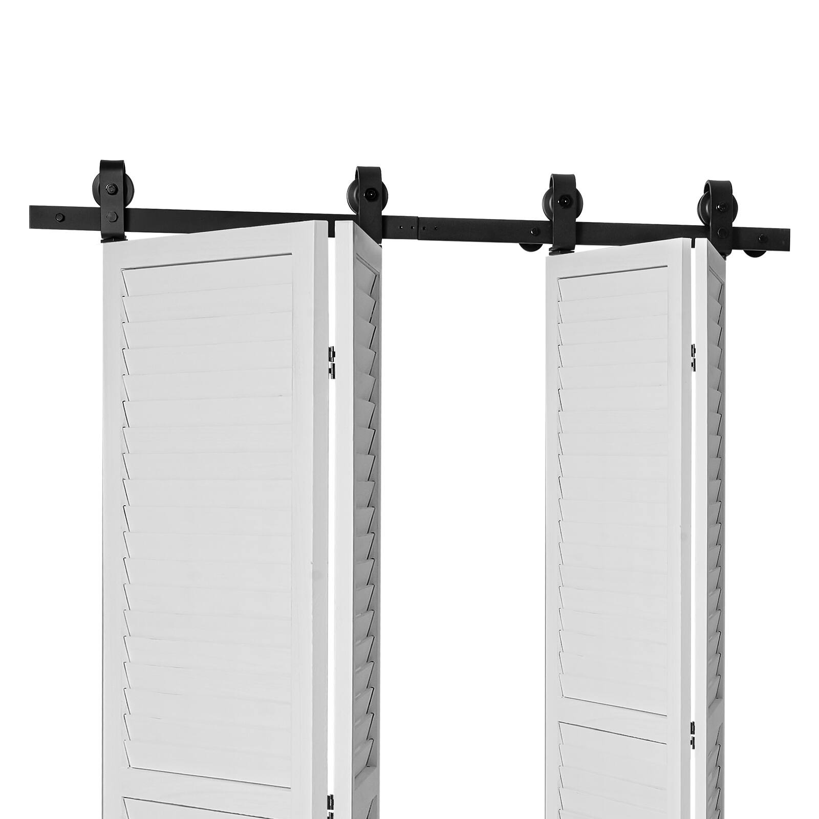 Alt View 5. VEVOR - Bi-Folding Sliding Barn Door Hardware Track Kit, 52" Top Mount Track Kit, Slide Smoothly & Quietly, Easy to Install - Black.