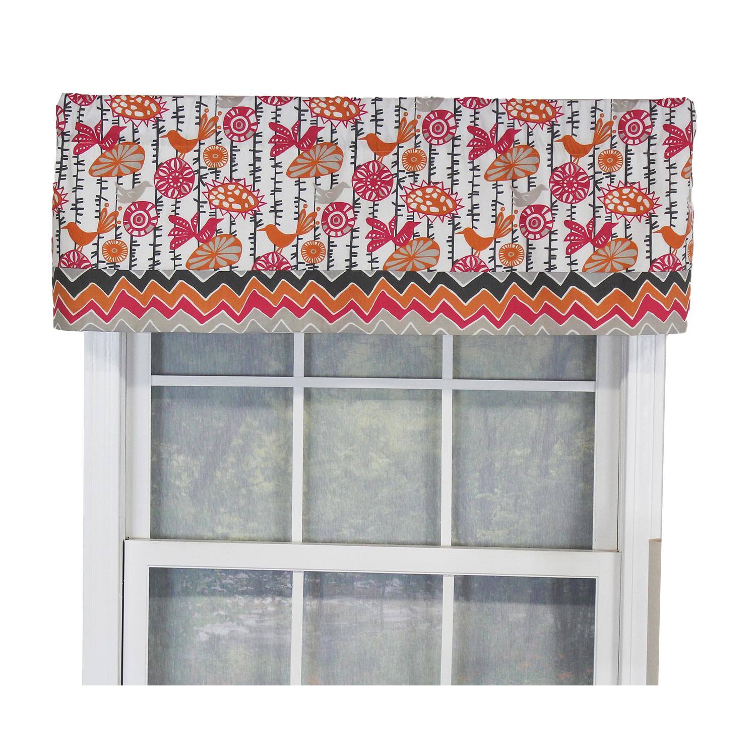 Angle. RLF Home - RLF Home Merangerie Banded Style 3" Rod Pocket Valance 50" x 16" Sherbet - Sherbet.