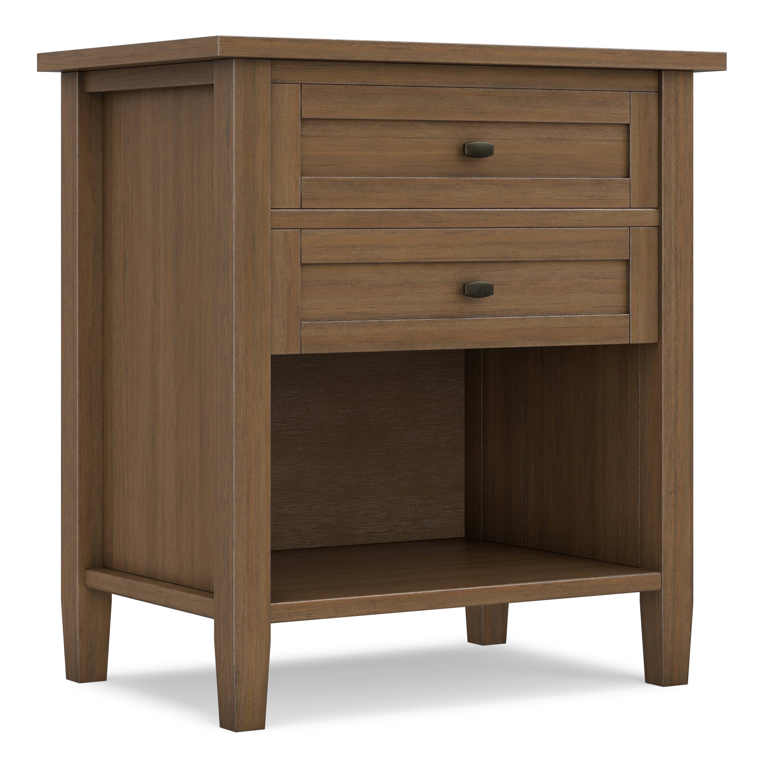 Alt View 2. Simpli Home - Warm Shaker Solid Wood 24 inch Wide Transitional Nightstand in Rustic Natural Aged Brown - Rustic Natural Aged Brown.