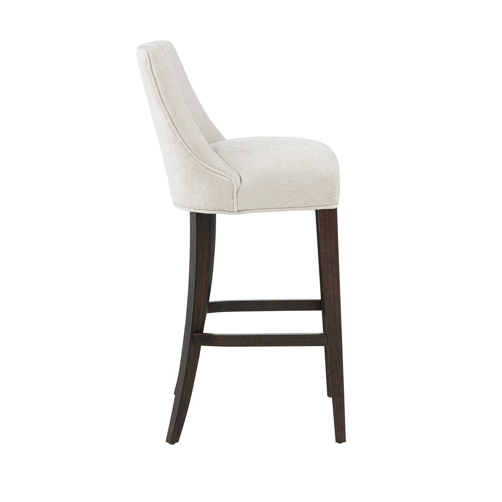 Alt View 3. Manhattan Comfort - Beever Modern Wood Upholstered Chenille Barstool - Cream.