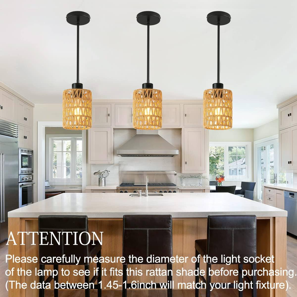 ATTENTION

Please carefully measure the diameter of the light socket of the lamp to see if it fits this rattan shade before purchasing. (The data between 1.45-1.6inch will match your light fixture).