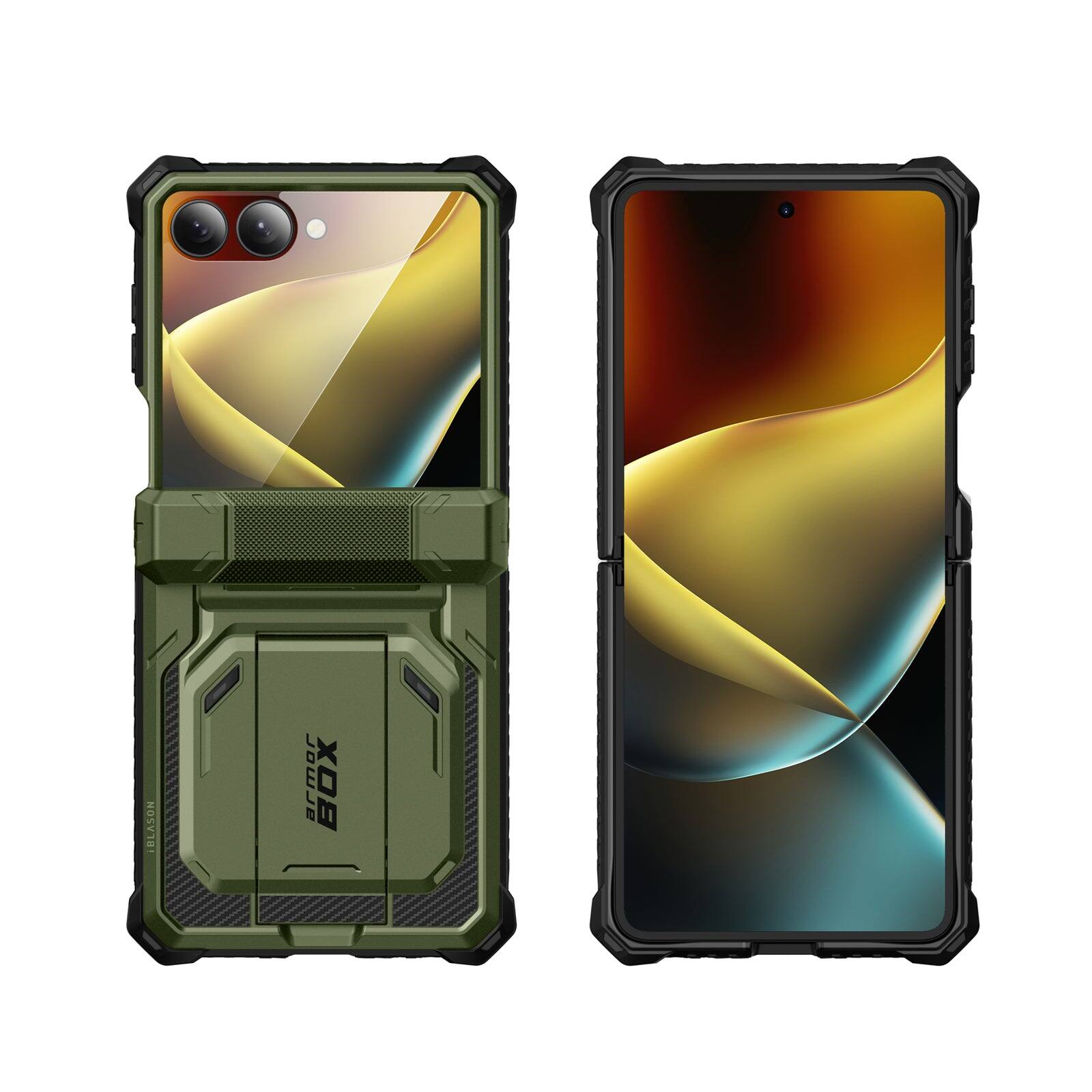 Alt View 10. i-Blason - i-Blason Armorbox Case for Samsung Z Flip7 – Kickstand, Screen Protector, Military-Grade - Dark Green.