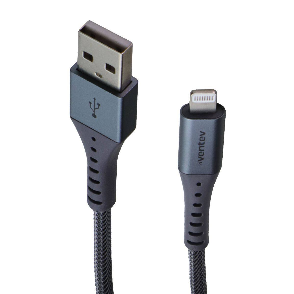 Front. Ventev - 10-Foot High-Speed USB-A to Lightning Cable - Alloy - Gray.