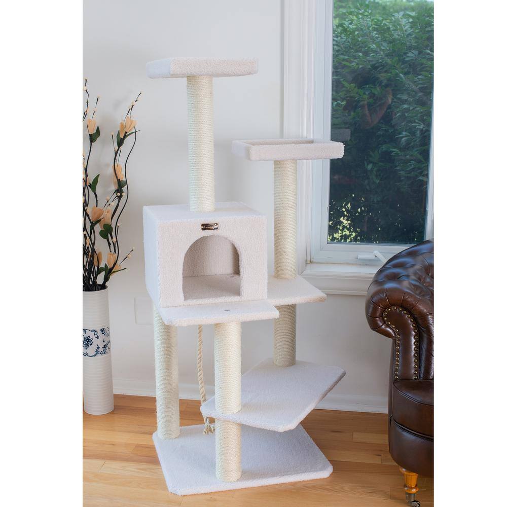 Alt View 1. Armarkat - Ivory 57 High Real Wood Cat Tree Fleece Covered Cat Climber - Beige.