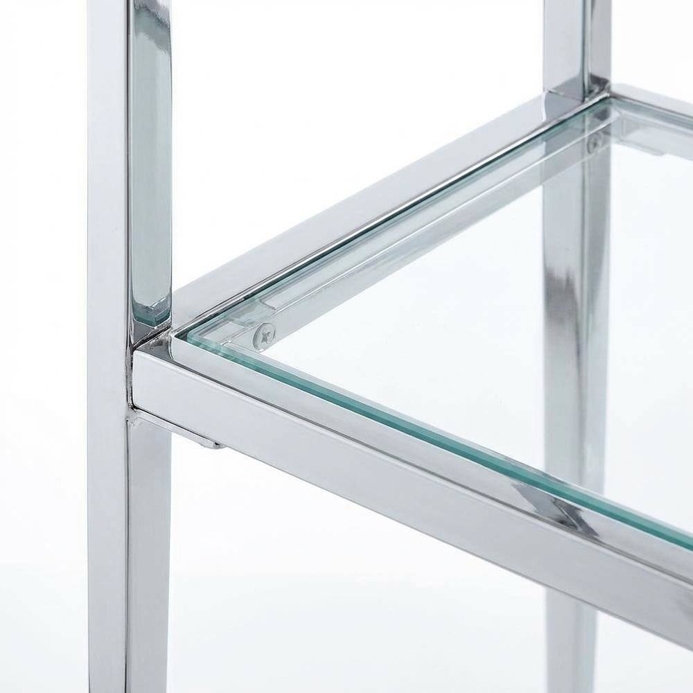 Left. FurniFact - Chrome Console Table with Sleek Finish and Modern Design - Clear.