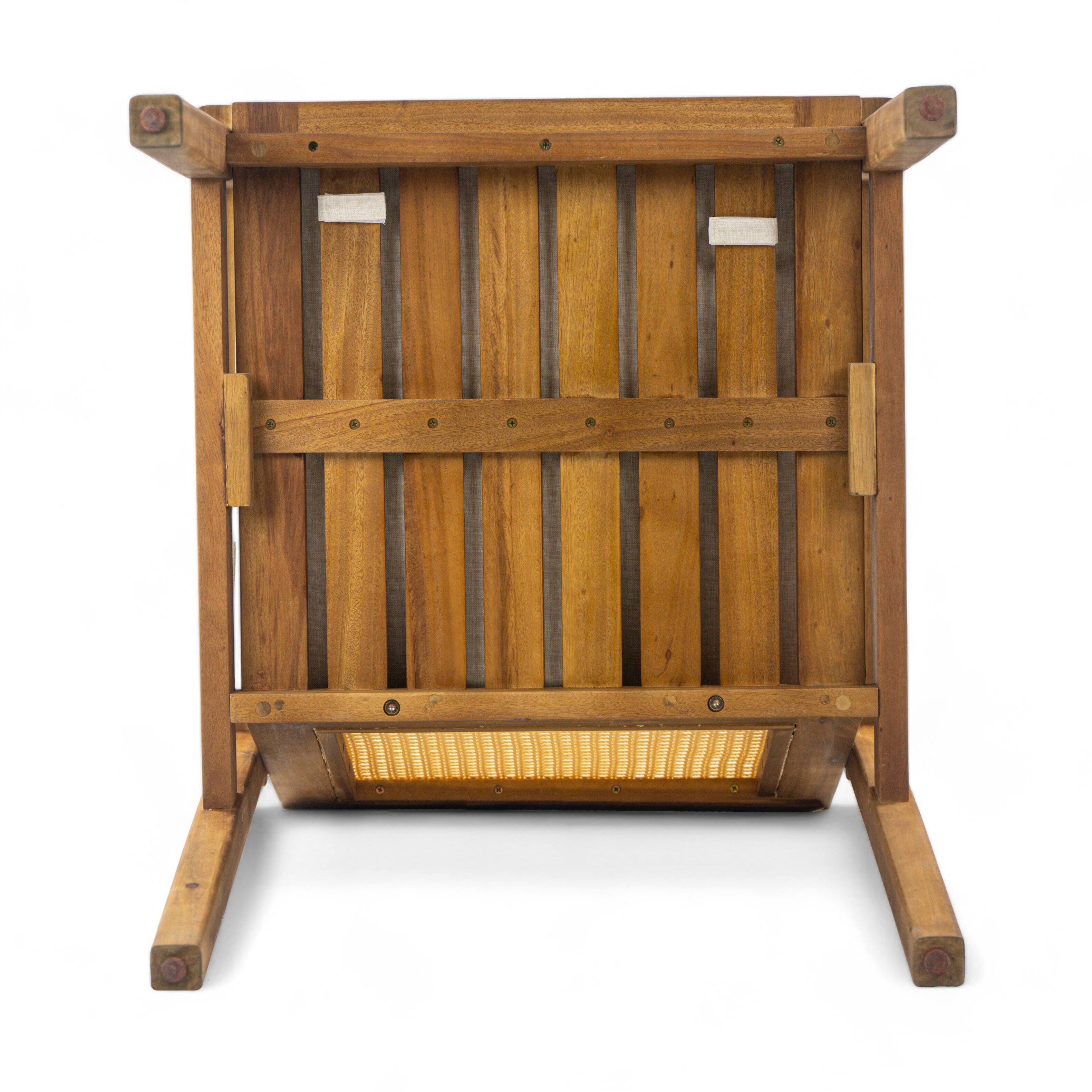 Alt View 7. Mondawe - Set of 2 Wicker Outdoor Dining Chair with Cushion - Teak+ Beige.