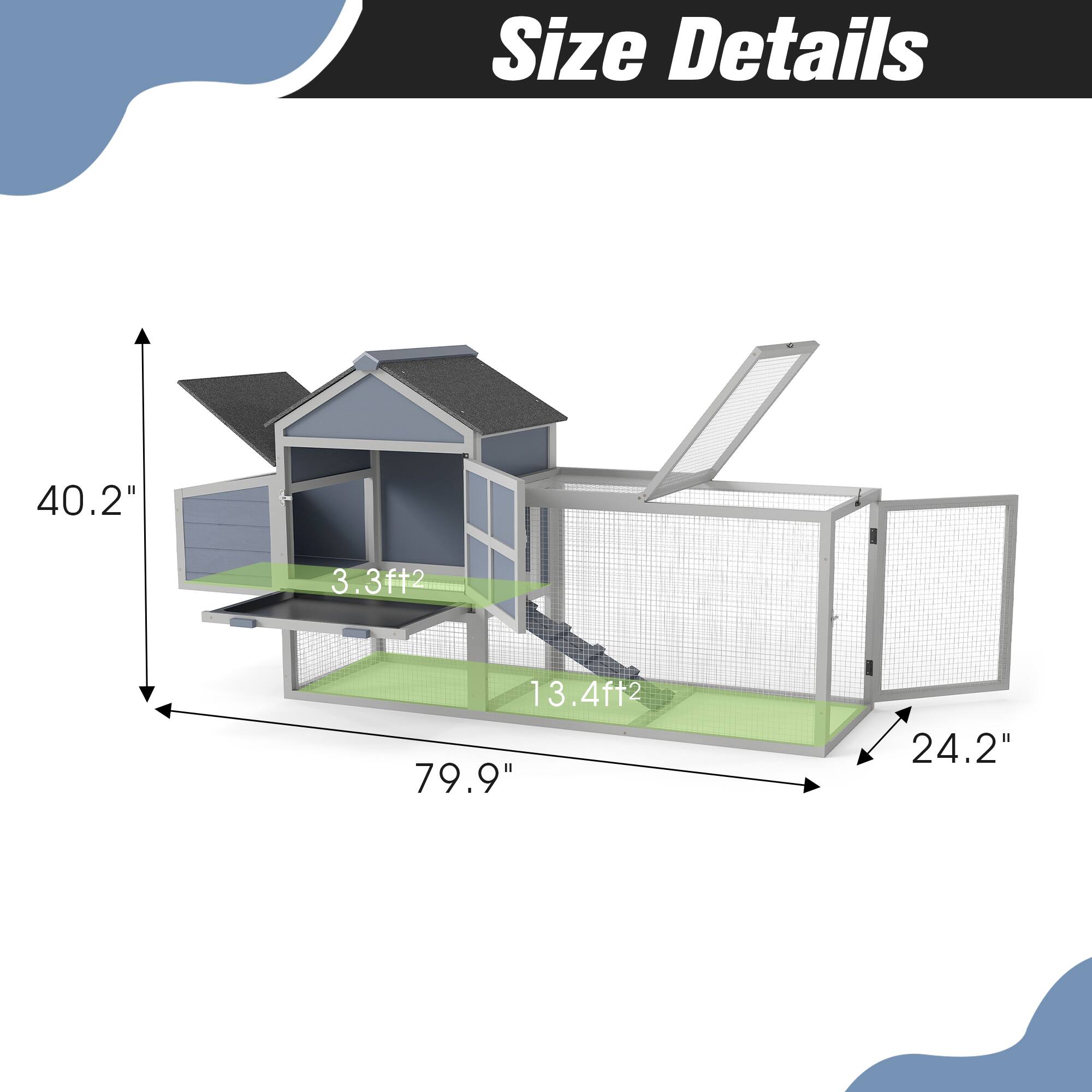 Size Details

- Height: 40.2"
- Width: 79.9"
- Depth: 24.2"
- Floor Area: 3.3 ft²
- Total Area: 13.4 ft²
