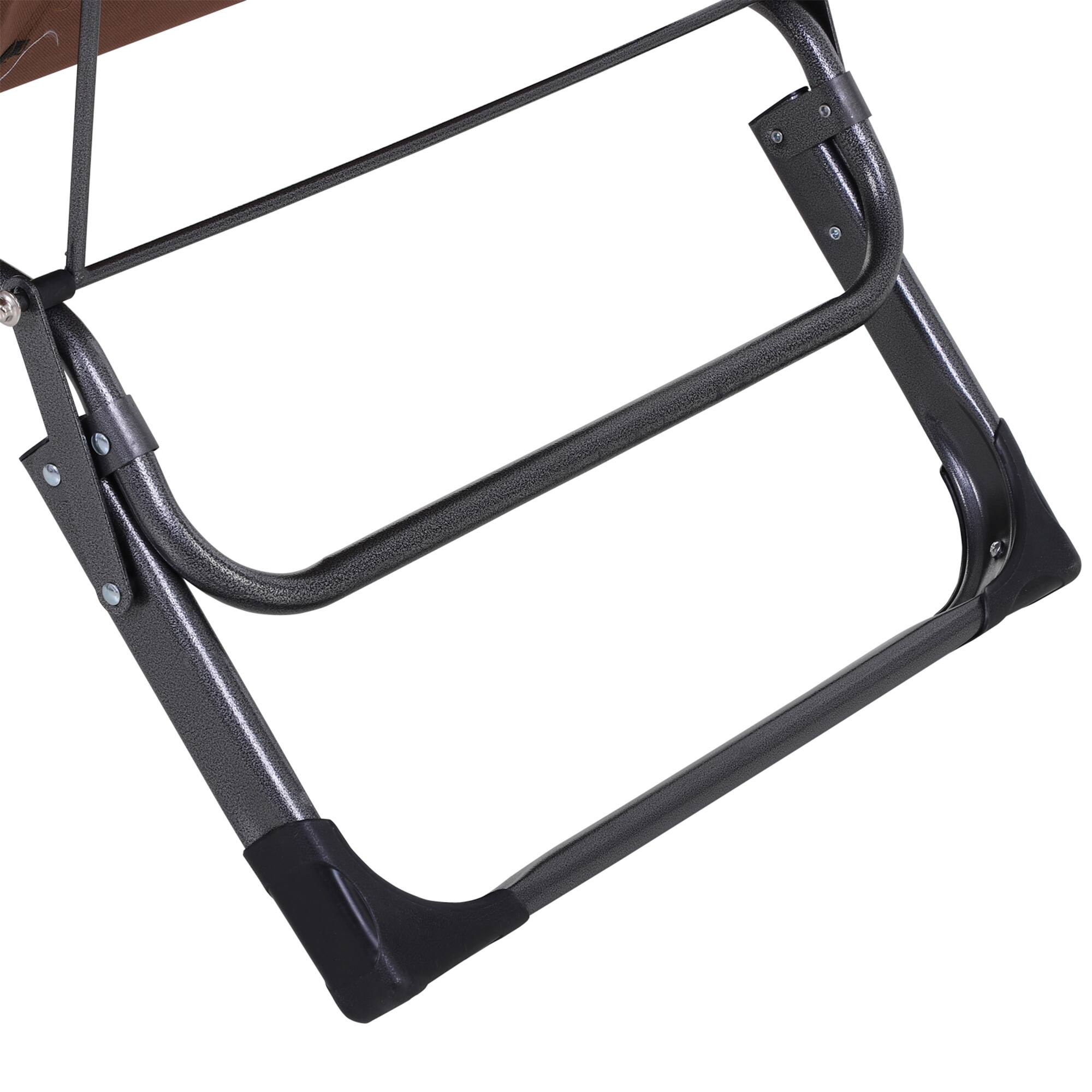 Alt View 7. Outsunny - Folding Chaise Lounge Chair for Outside, 2-in-1 Tanning Chair with Pillow & Pocket, Adjustable Pool Chair for Beach - Brown.