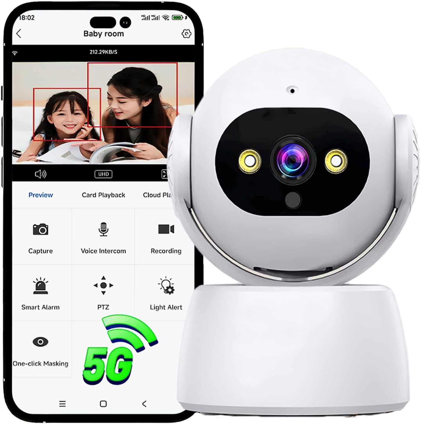 Cluzine - Tuya APP 2K Security Camera Indoor, Baby & Elderly Monitor, Pet cam with 5G WiFi Camera
