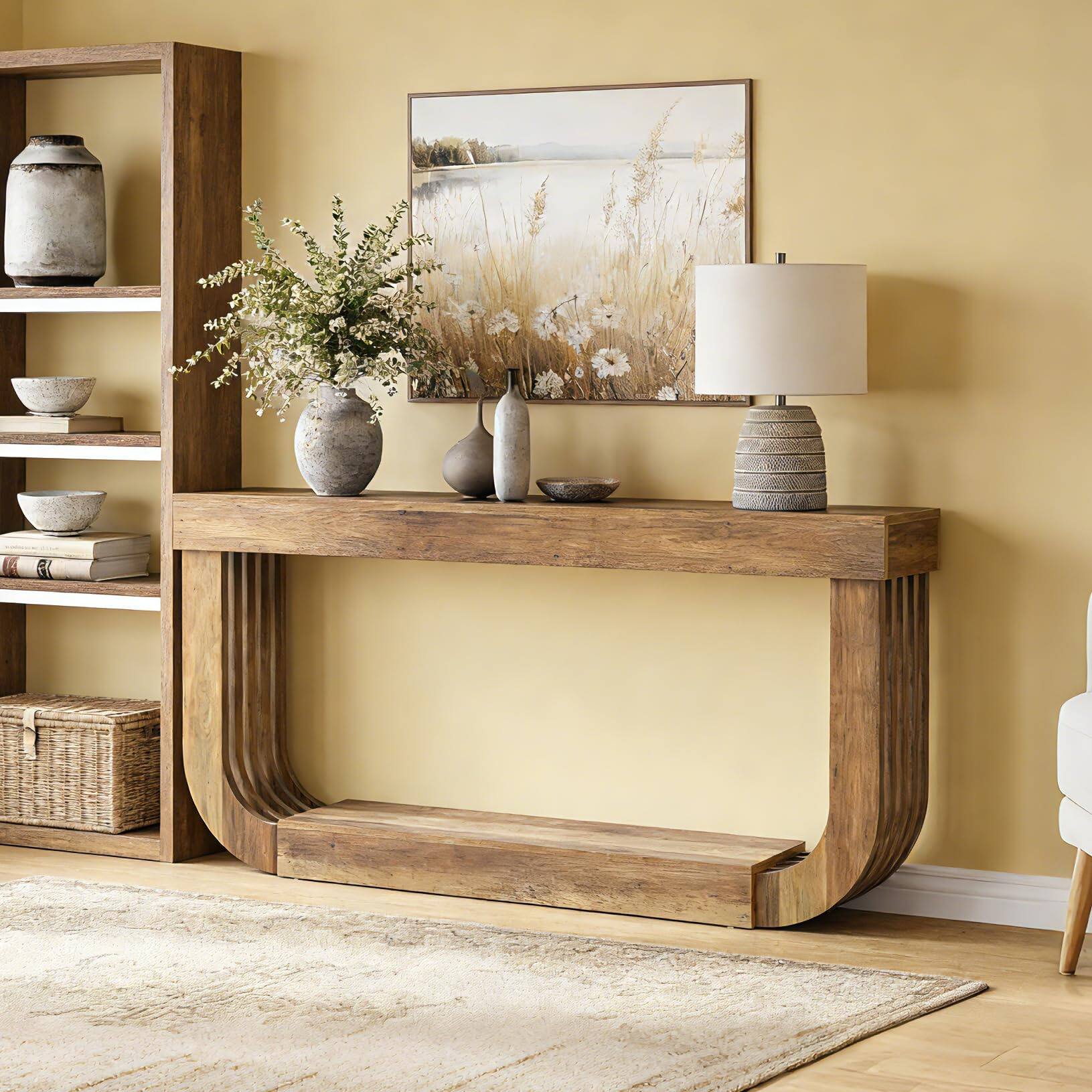 Alt View 3. Tribesigns - 1Easylife 70.9-Inch Sofa Table, Extra Long Wooden Console Table, 2-Tier Brown Wooden Entryway Table for Living Room, Lar - Rustic Brown.