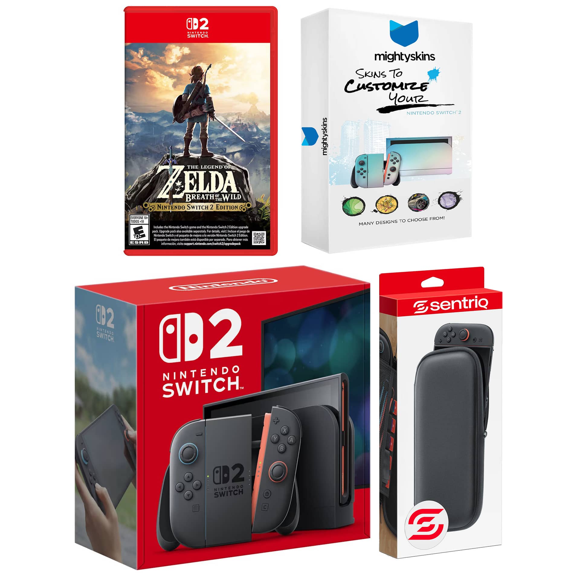 Switch 2 Video Game Console with Legend of Zelda Breath of the Wild, MightySkins Code and Protective Case - Nintendo Switch 2