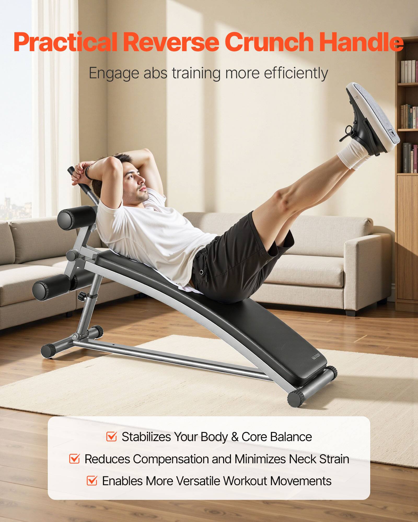 Practical Reverse Crunch Handle  
Engage abs training more efficiently  

- Stabilizes Your Body & Core Balance  
- Reduces Compensation and Minimizes Neck Strain  
- Enables More Versatile Workout Movements