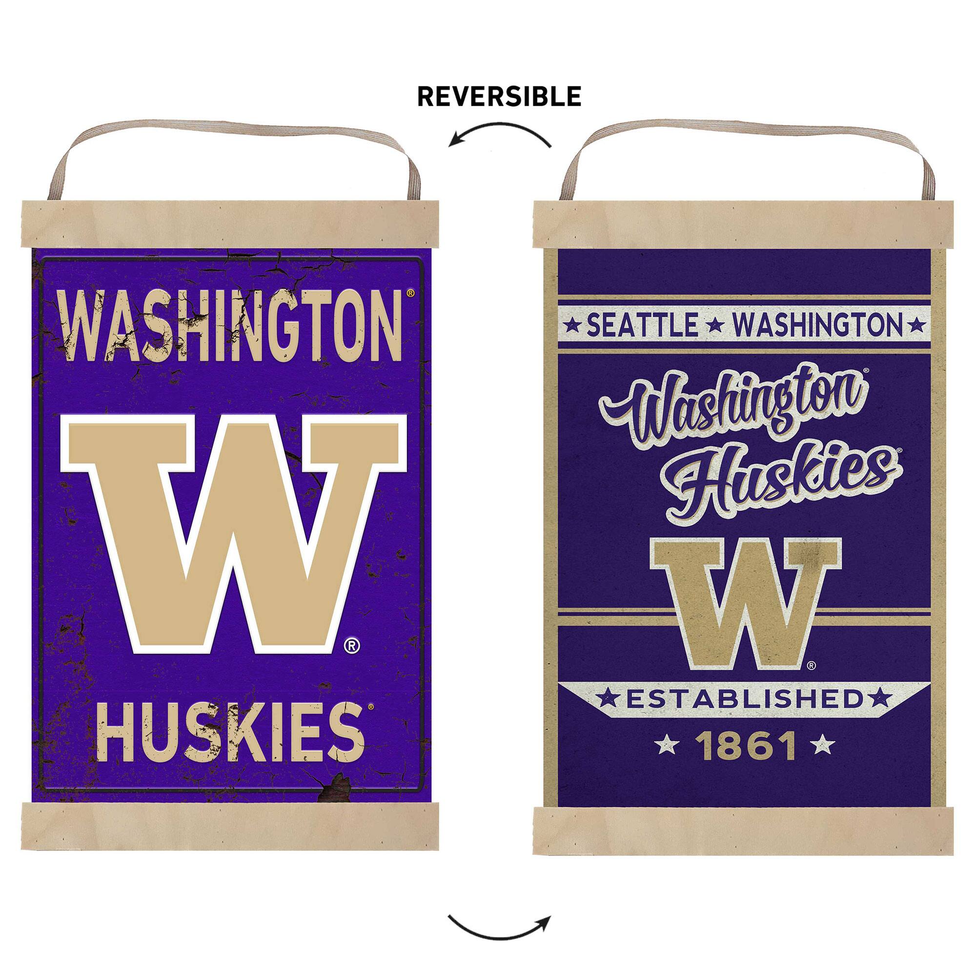 REVERSIBLE

WASHINGTON

WASHINGTON HUSKIES

SEATTLE WASHINGTON

Washington Huskies

W

ESTABLISHED 1861