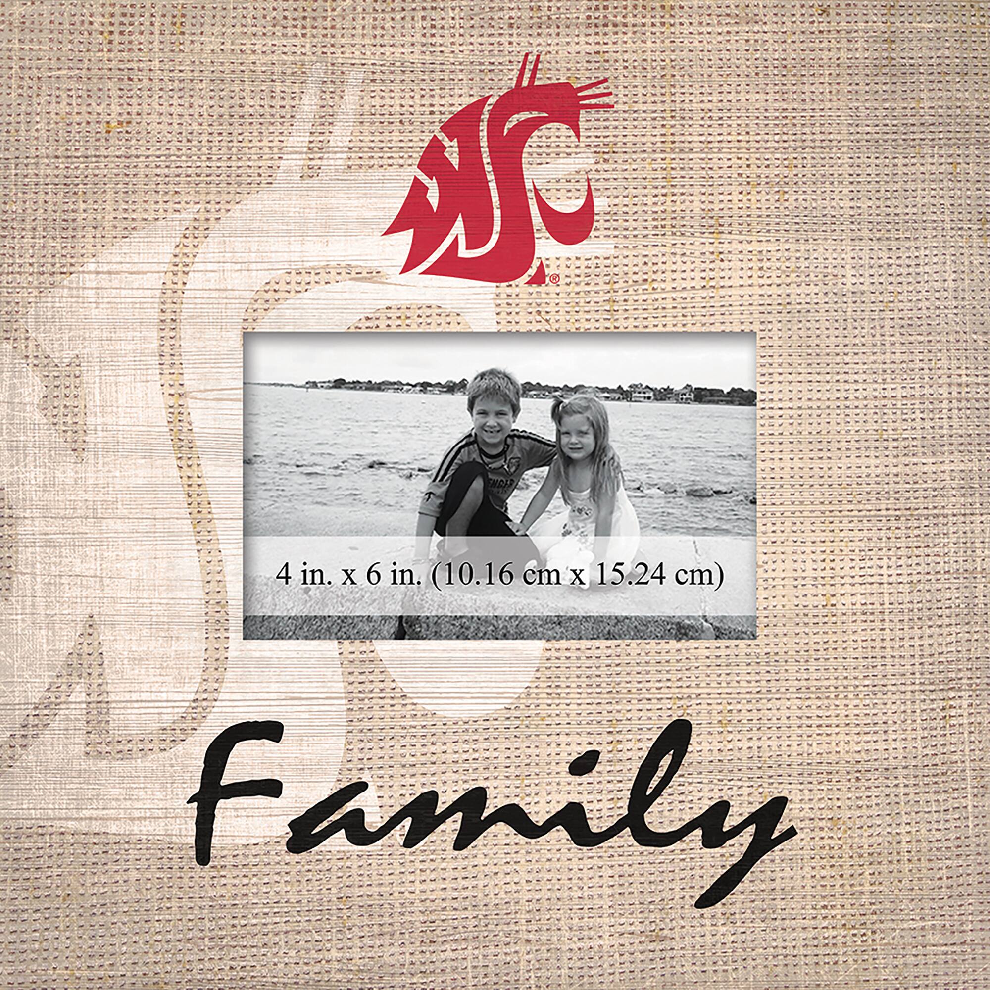 Washington State Cougars 10'' x 10'' Burlap Pattern Frame