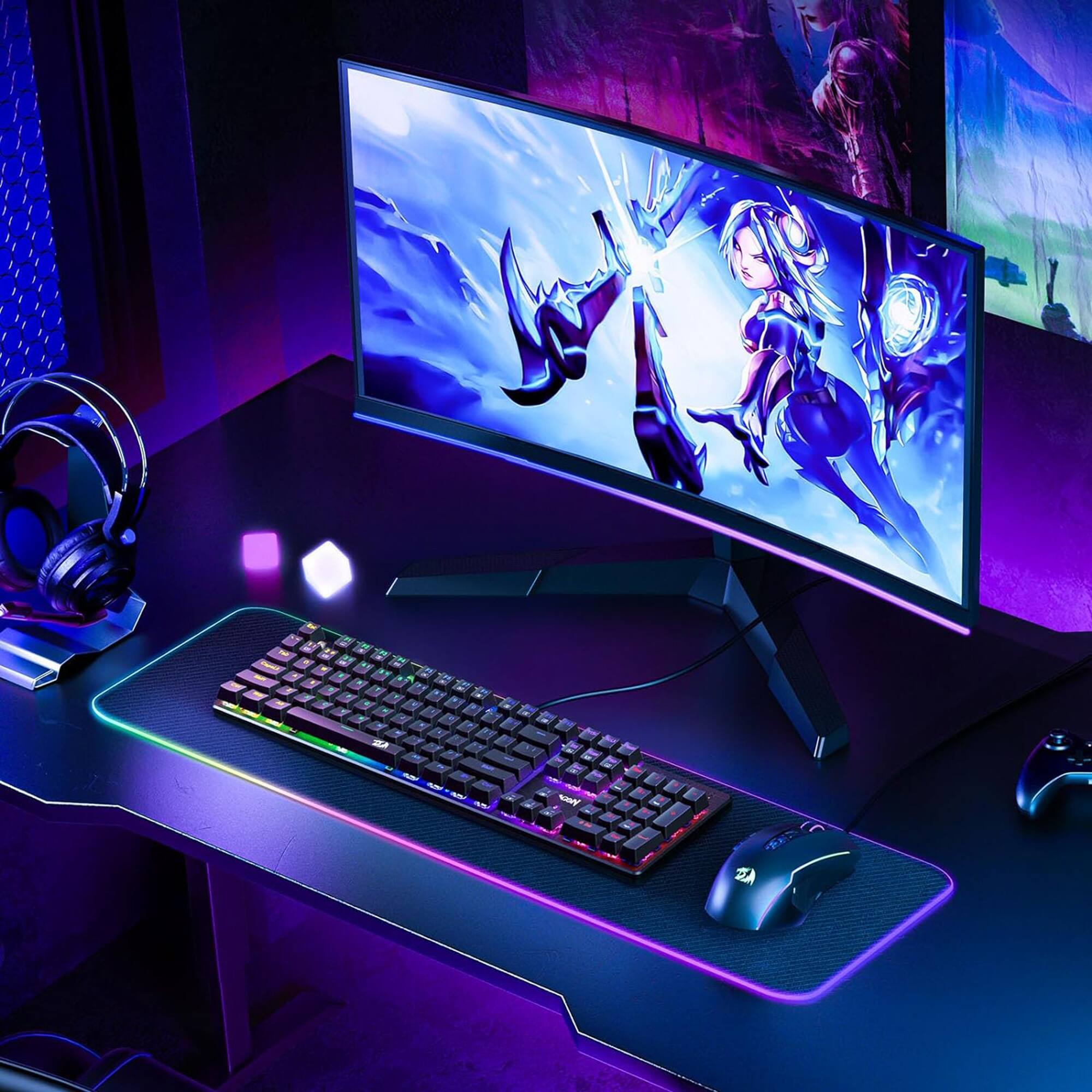 Alt View 20. REDRAGON - K671 Wired Mechanical Gaming Keyboard, RGB Backlit 104 Keys Programmable Keyboard, Hot-Swappable Red Switch - Black.
