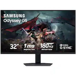Samsung - 32" Odyssey G50D QHD IPS 180Hz 1ms AMD FreeSync and G-Sync Compatible Gaming Monitor with HDR 400 (DisplayPort, HDMI) - Black