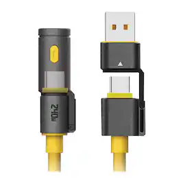 Helix - FlashCharge 4-in-1 USB-A and USB-C to USB-C Flashlight Charge and Sync Cable, 3.2 Ft