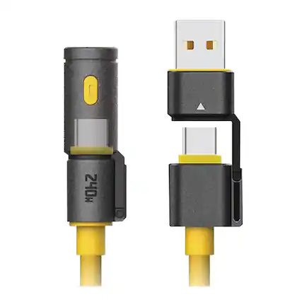 Front. Helix - FlashCharge 4-in-1 USB-A and USB-C to USB-C Flashlight Charge and Sync Cable, 3.2 Ft.