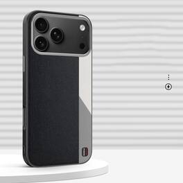Dteck - Magnetic Case for Apple iPhone 17 Pro, Leather Texture Shockproof Protective Cover, Enhanced Camera Protection - Black