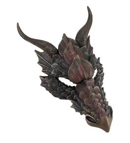 Veronese Design - Metallic Finish Dragon Head Wall Mask Medieval Decor - Bronze