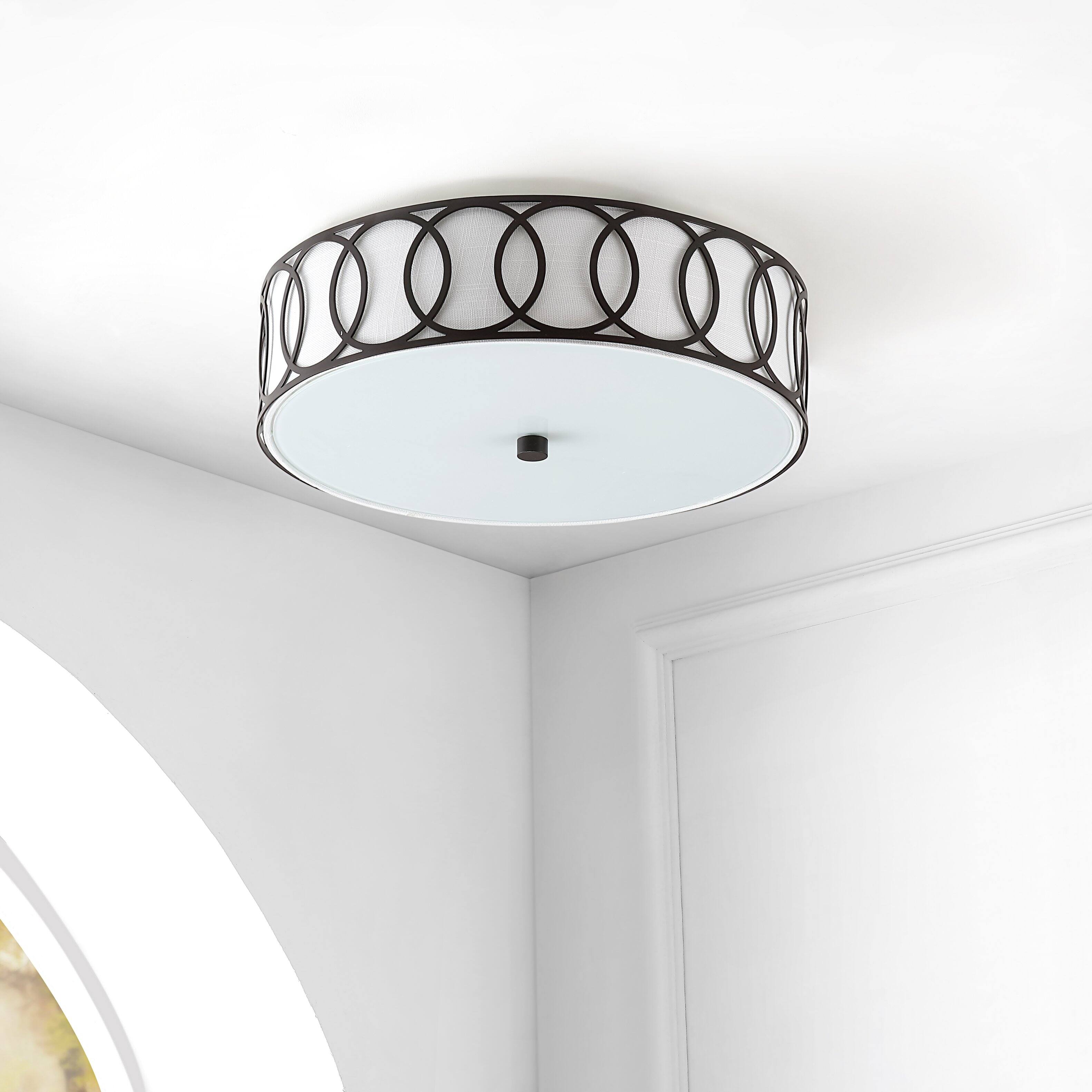 Alt View 4. Jonathan Y - Aria 3-Light 15.5" Metal LED Flush Mount, Oil Rubbed Bronze - Oil Rubbed Bronze.