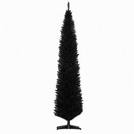 RYHNUYNE - Classic Pencil Christmas Tree, Easy Assembly Slim Profile Realistic Branches Creates Cozy Warm Holiday Vibe - Black