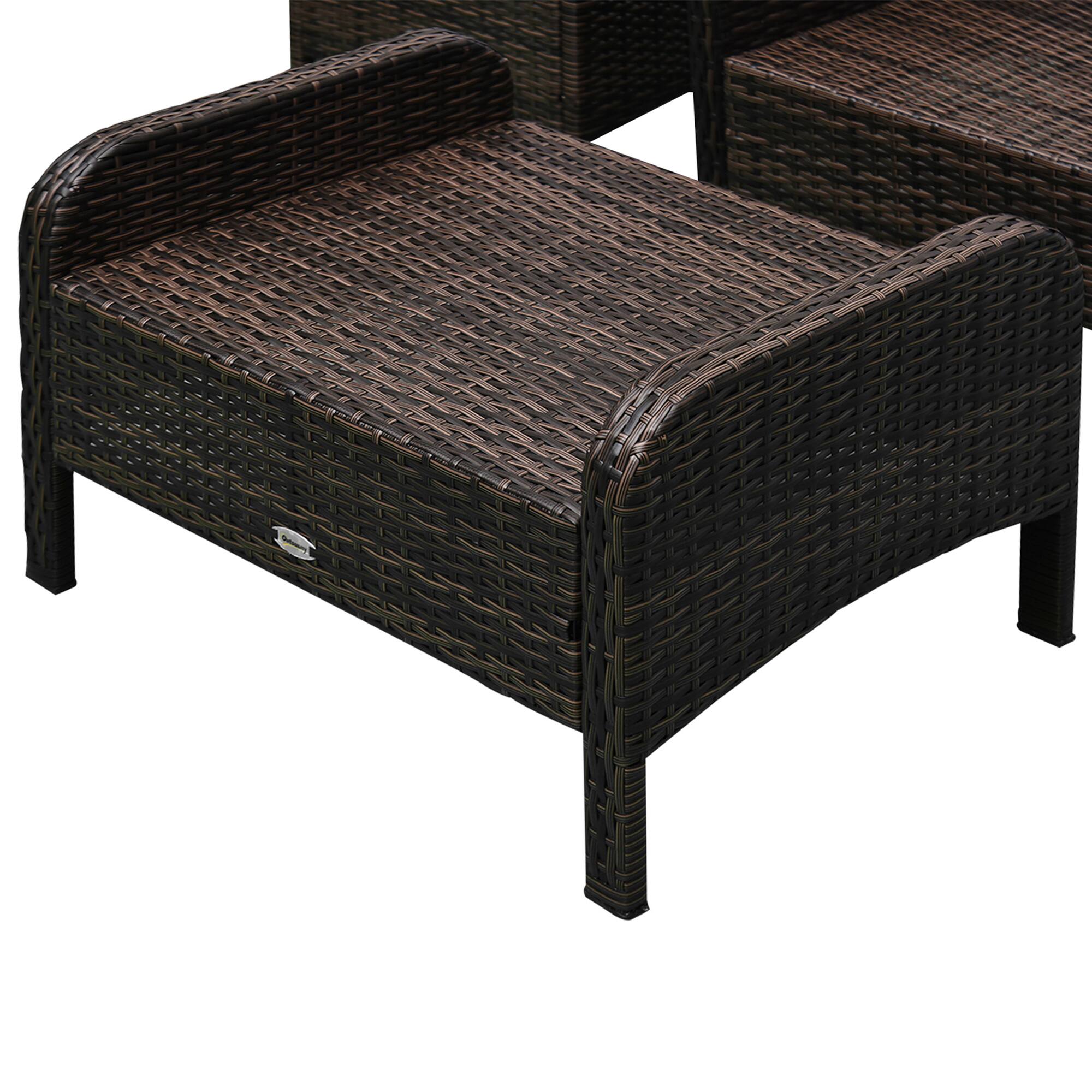 Alt View 7. Outsunny - Pieces Rattan Wicker Lounge Chair Outdoor Patio Conversation Set with 2 Cushioned Chairs - Beige.