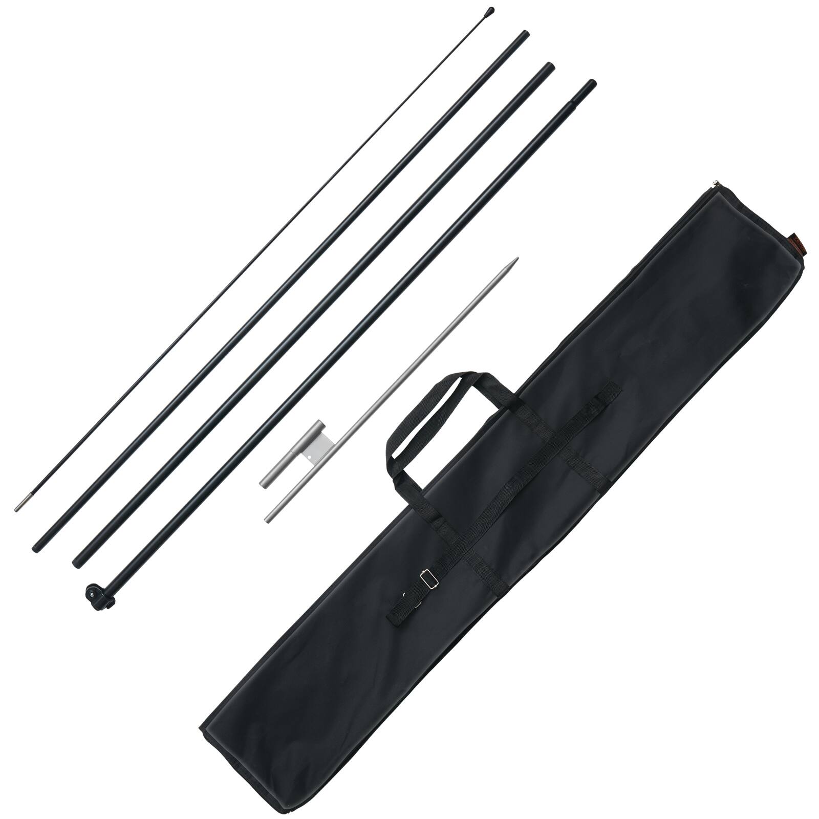 Alt View 5. VEVOR - Feather Flag Pole Kit, Swooper Flag Pole Set 16.3 ft, Sign Flag Poles for Business Advertising Flags Outdoor - Black, gray and silver.