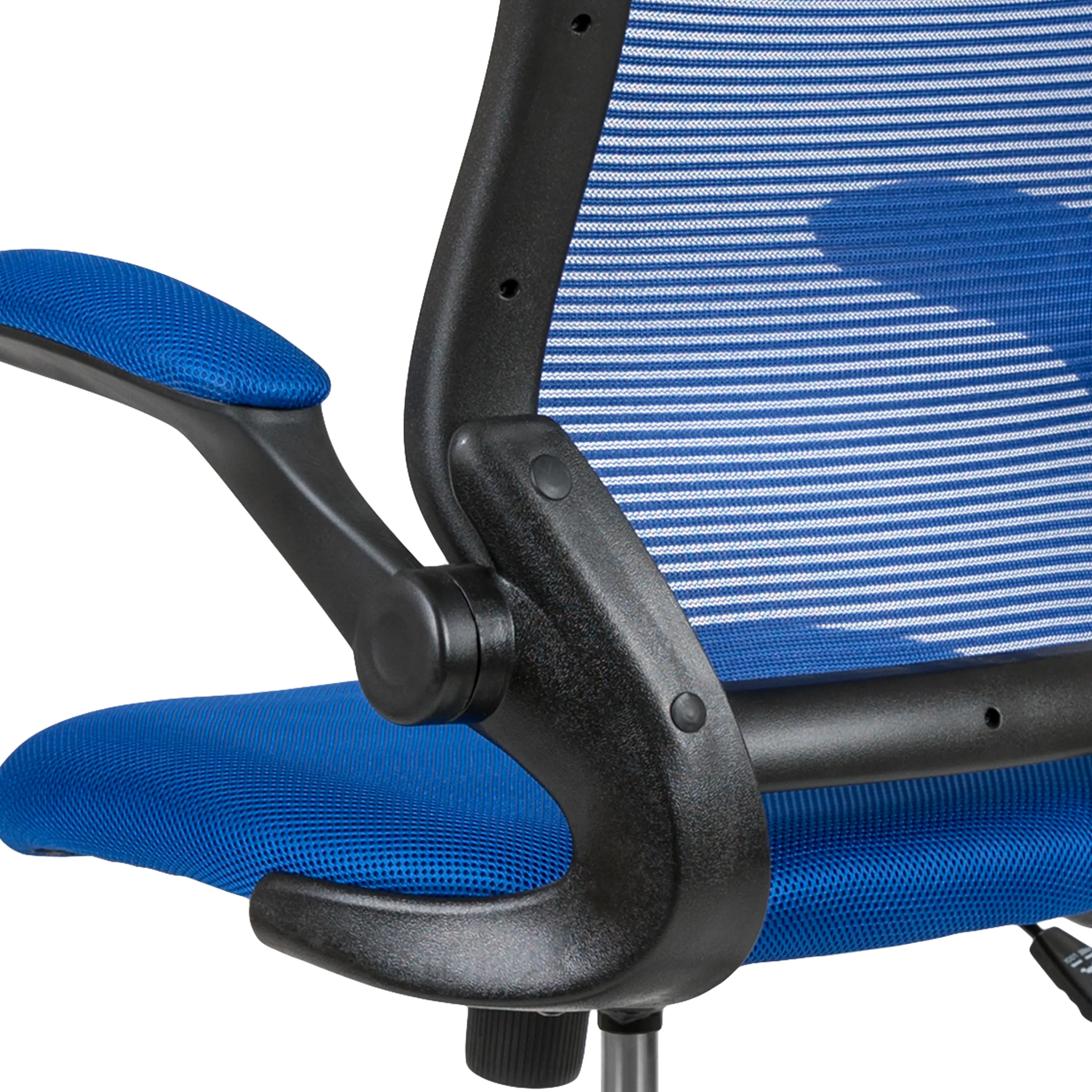 Alt View 10. Emma + Oliver - Mid-Back Mesh Ergonomic Drafting Chair with Foot Ring and Flip-Up Arms - Blue.