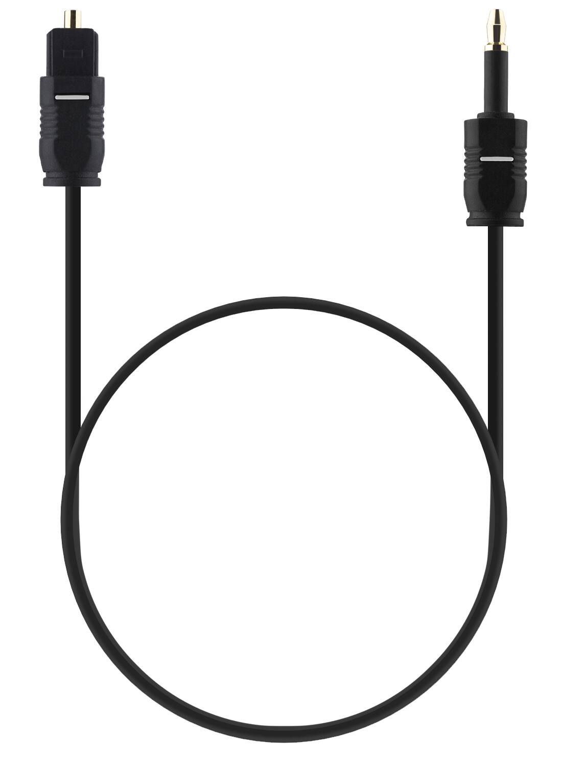 Left. Fosmon - Optical Digital Audio Cable - 6FT, Gold-Plated Toslink to Mini Toslink S/PDIF Fiber Optic Cable - Black - Multicolored.