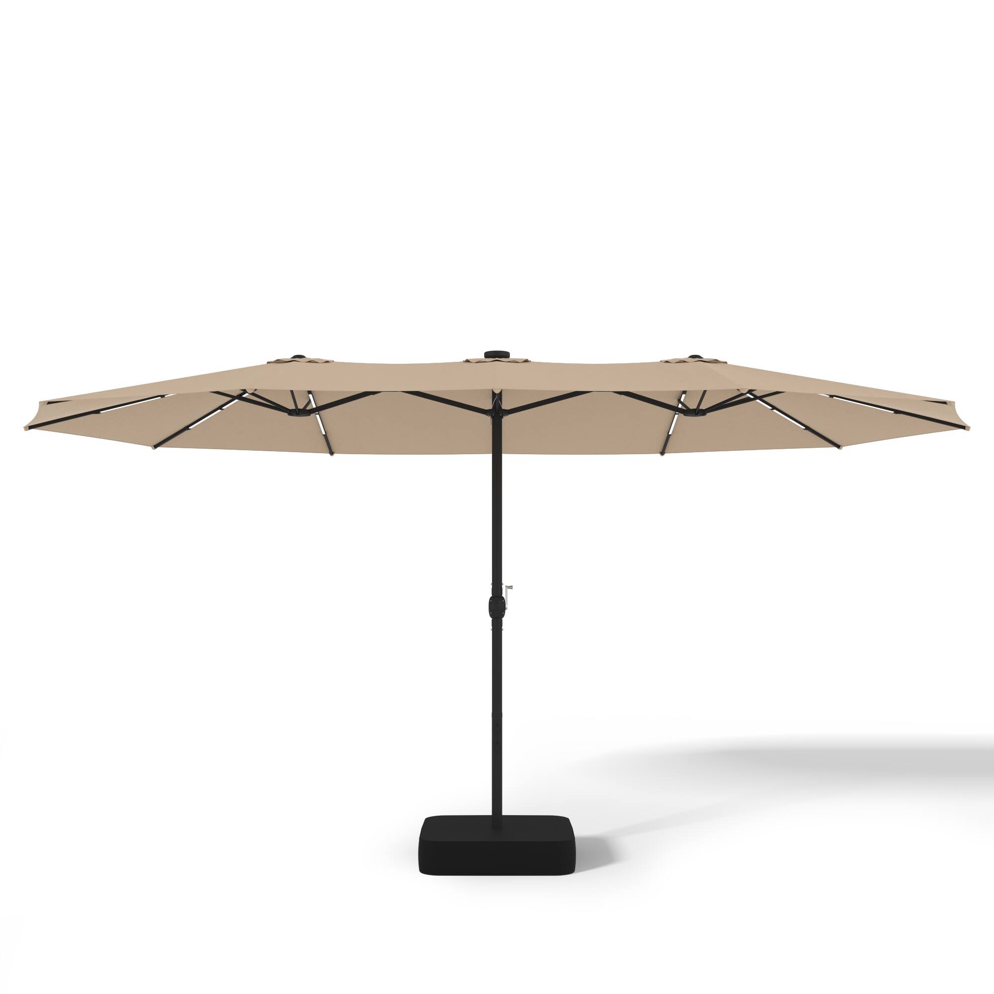 Alt View 8. Famapy - Double Top Patio Umbrella with LED Lights Outdoor Market UmbrellaLarge Twin Canopy Deck Umbrella for Patio Garden - Sand.