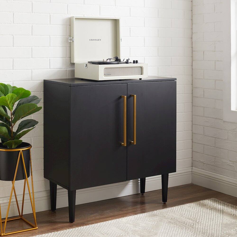 Alt View 9. Crosley Furniture - Everett Storage Cabinet - Matte Black.