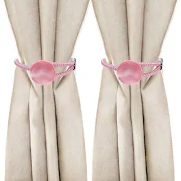 Unique Bargains - Premium 2pcs Rope Curtain Tiebacks with Buckle Decorative Holders for Home Office Thin Sheer Window Curtains - Pink