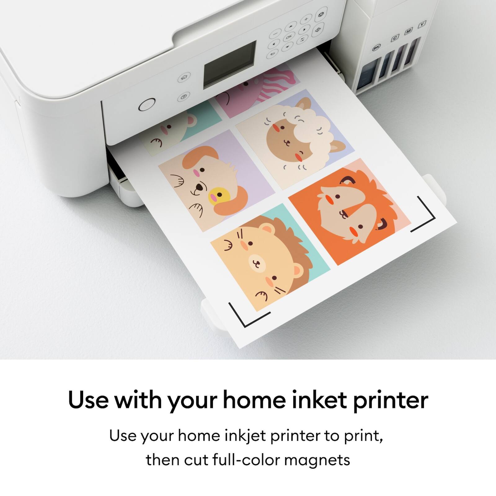 Use with your home inkjet printer

Use your home inkjet printer to print, then cut full-color magnets