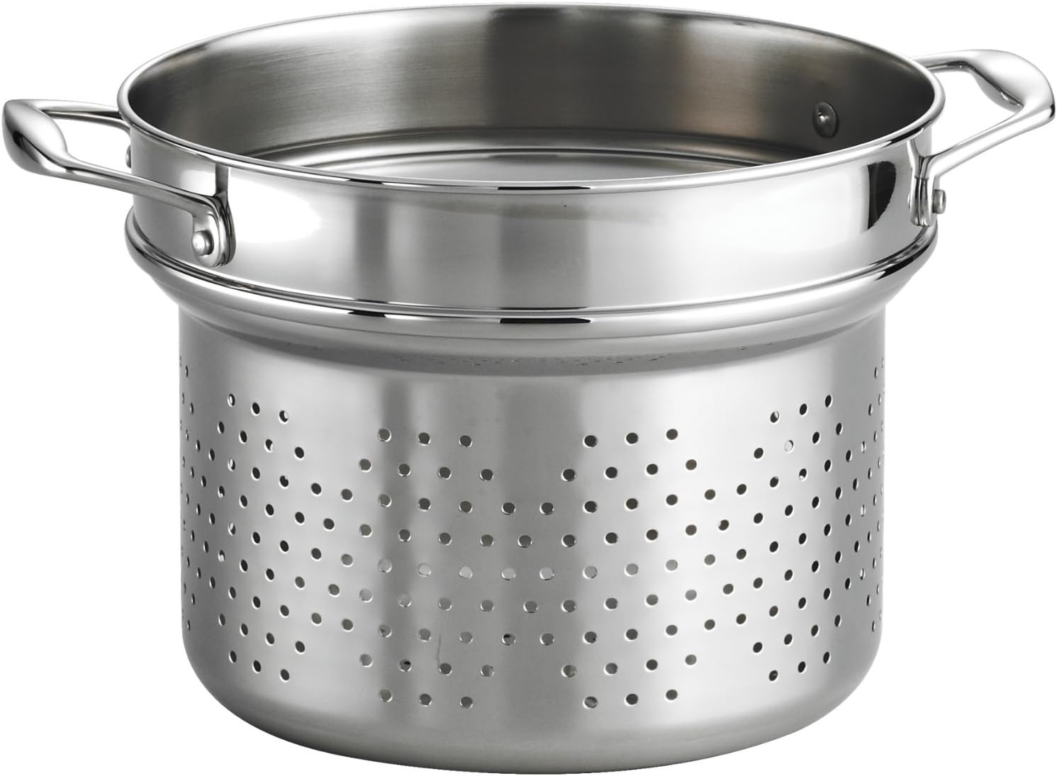 Angle. Tramontina - Tramontina Stainless Steel Pasta Strainer Insert for Pot, Basket compatible with 8-Quart Stock Pot.