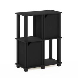 Furinno - Brahms 3-Tier Storage Shelf with 2 Doors, Black Oak/Black - Black Oak/Black