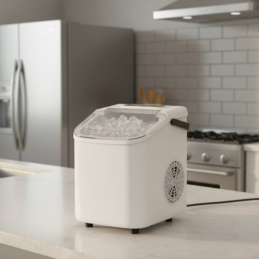 Angle. Forest'nSky - Portable Outdoor Ice Maker - 26 lb/day Bullet Ice, BPA-Free PVC, Fast for Coffee, Car Fridge & Cocktails,White - White.