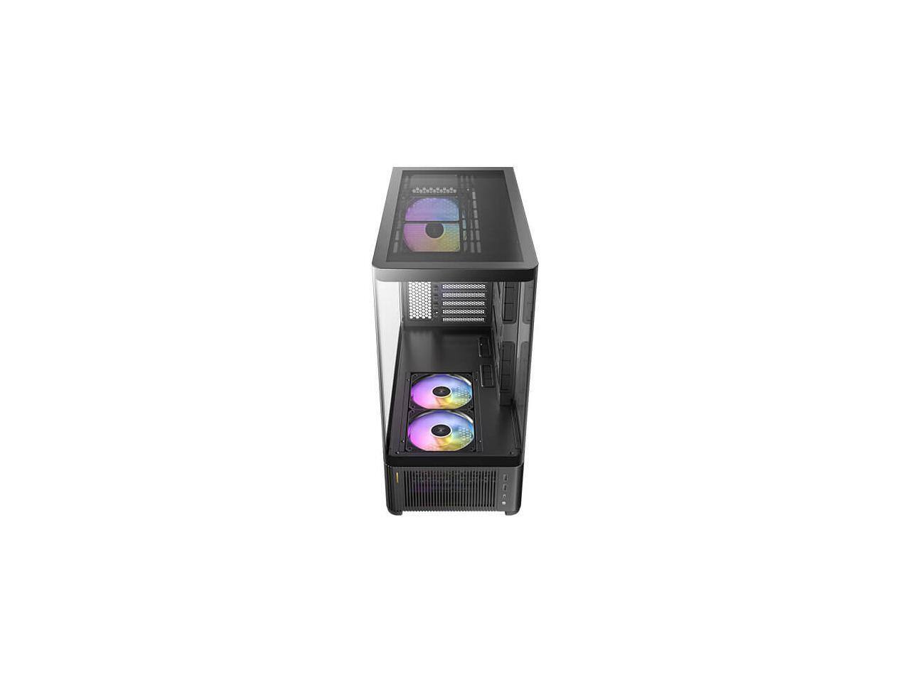 Alt View 4. Antec - Antec C6 Curve ARGB Mid-Tower, Tempered Glass, 3 Fans, 360mm Radiator, 450mm GPU, Type-C 10Gbps - Black.