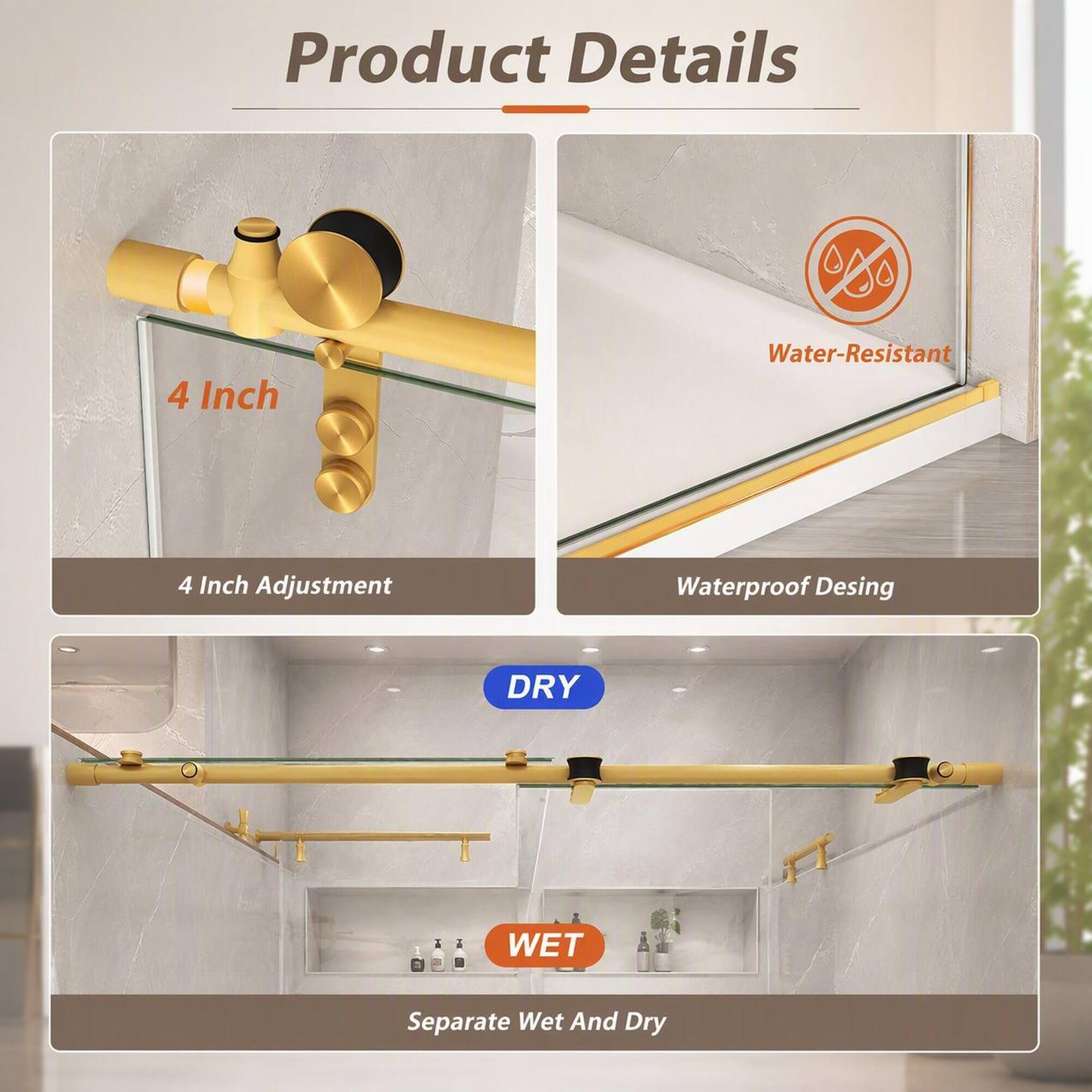 Product Details

- 4 Inch
- 4 Inch Adjustment
- Water-Resistant
- Waterproof Design
- DRY
- WET
- Separate Wet And Dry