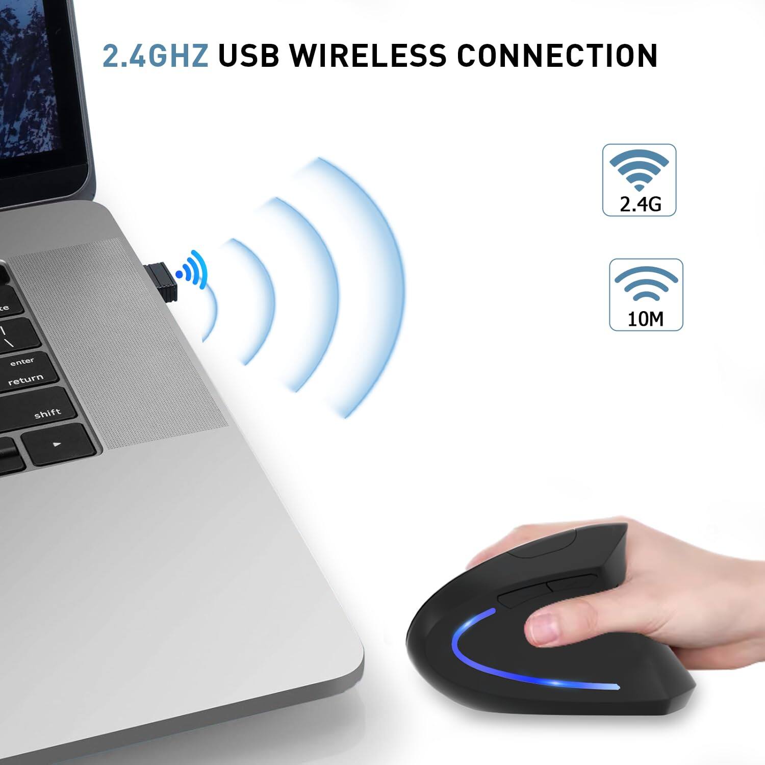 2.4GHz USB Wireless Connection

2.4G

10M