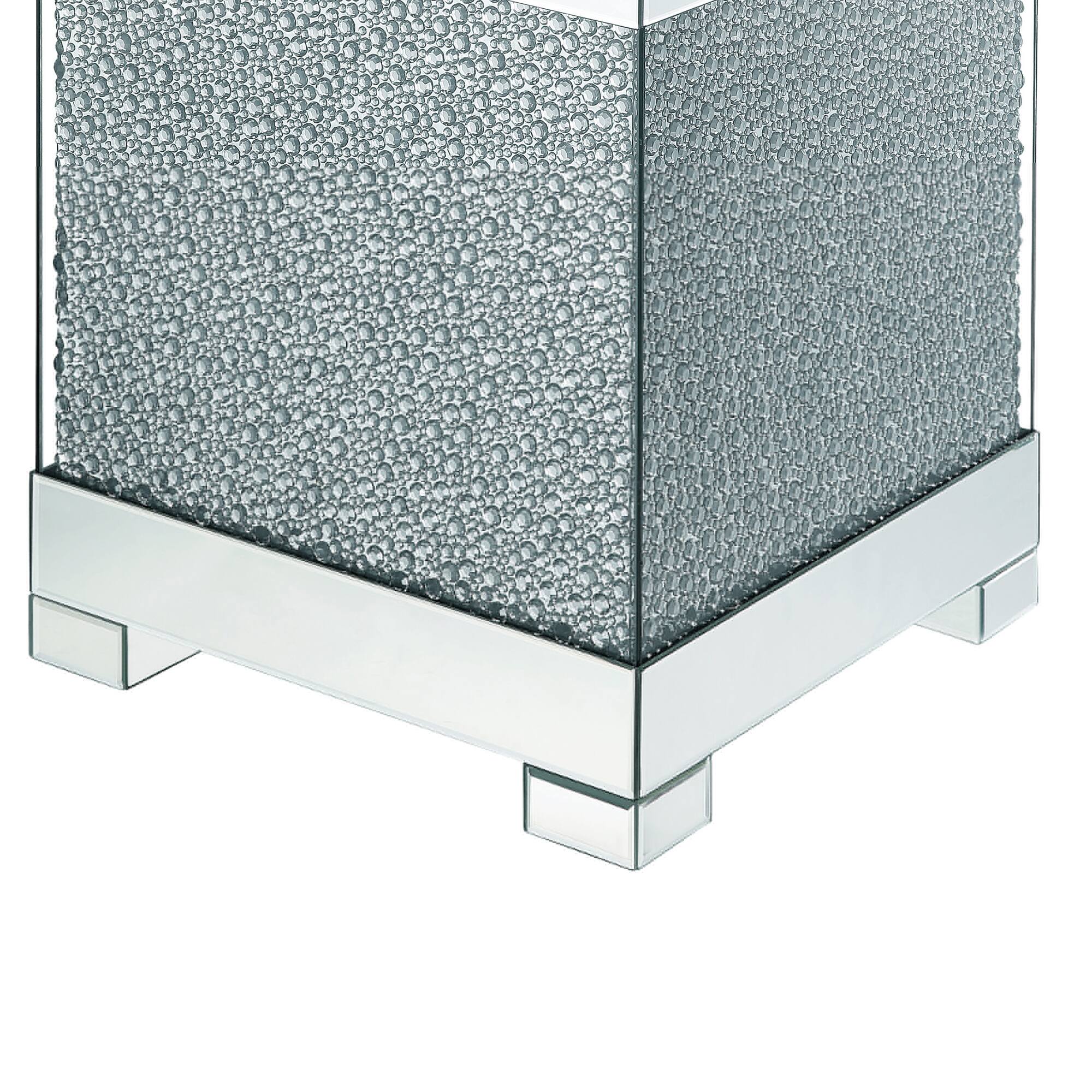 Alt View 2. Manhattan Lane - Contemporary Square Wooden End Table with Faux Crystal Inlays - Silver.
