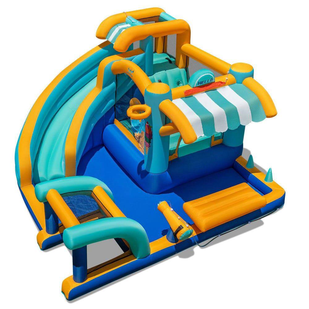 Alt View 2. Resenkos - Inflatable Water Slide Bounce House with 680W Blower - Quick Inflation Play Center - Multicolor.