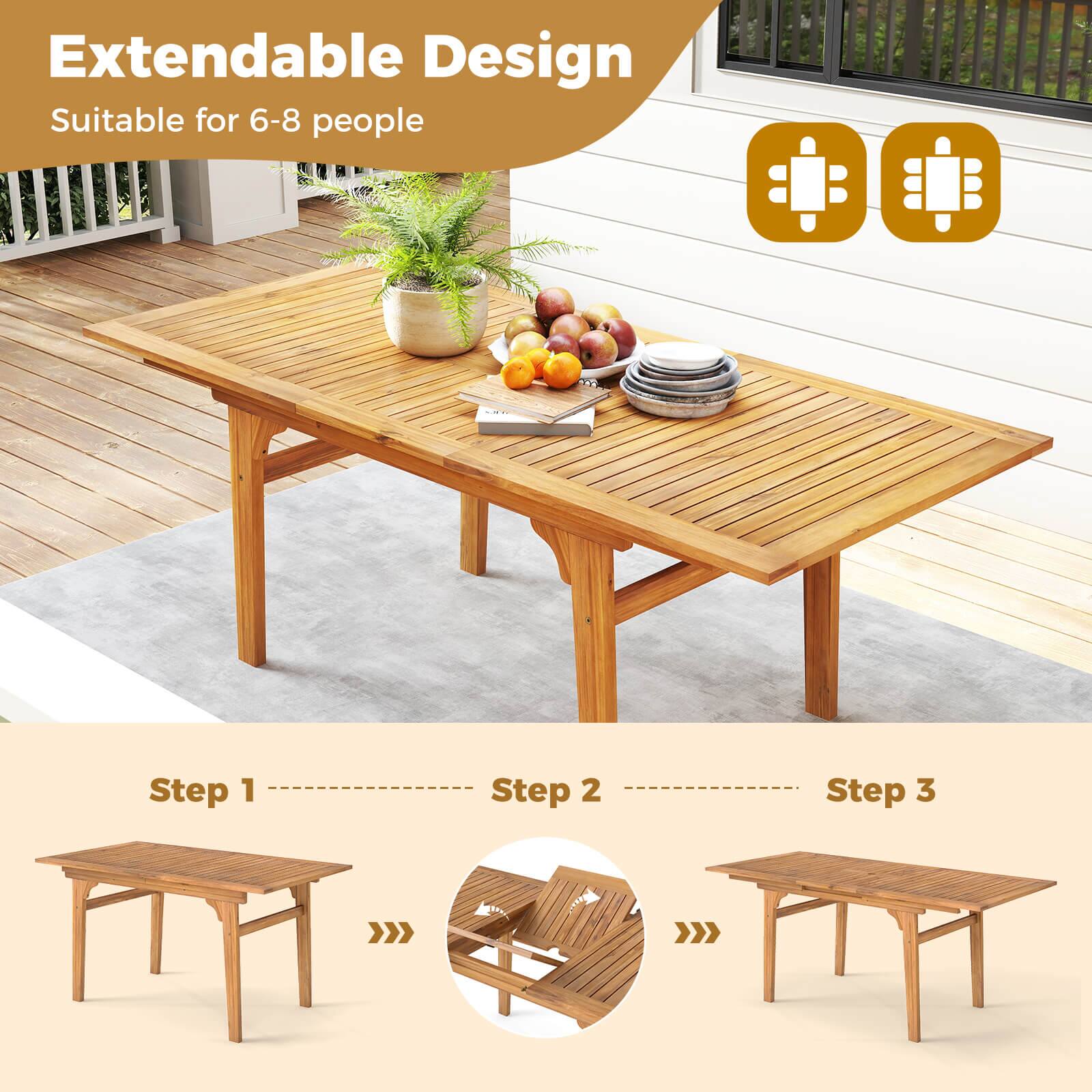 Extendable Design
Suitable for 6-8 people
Step 1
Step 2
Step 3